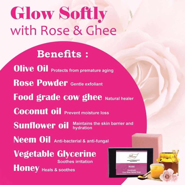 Rose Cow Ghee Herbal Soap