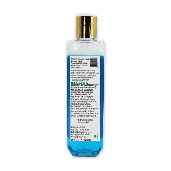 ANW_Mansoon-Drops_200ml_N_3a.jpg Monsoon Drops Shower Gel & Face wash with Sulphates & Parabens free Base - 200ml