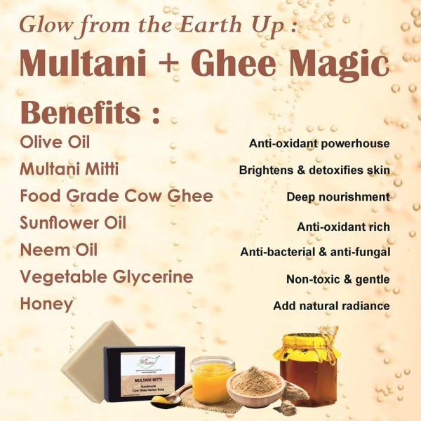 Multani Mitti Reg Cow Ghee Herbal Soap - Economy Pack 5