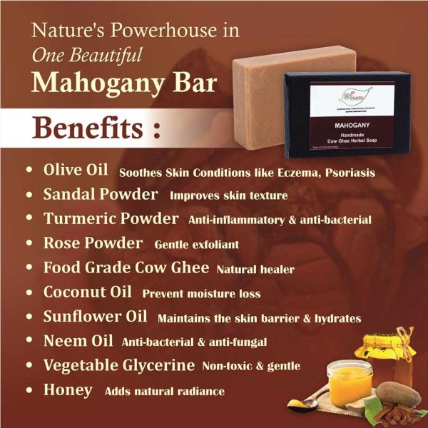 CGH-Mahogany_9-1.jpg Mahogany Cow Ghee Herbal Soap - Economy Pack 5