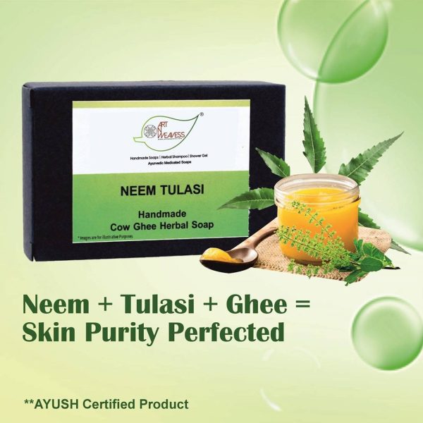 CGH-Neem-Tulasi_7.jpg Neem Tulasi Cow Ghee Herbal Soap - Economy Pack 3