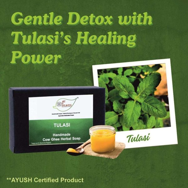 CGH-Tulasi_7.jpg Tulasi Cow Ghee Herbal Soap - Economy Pack 5