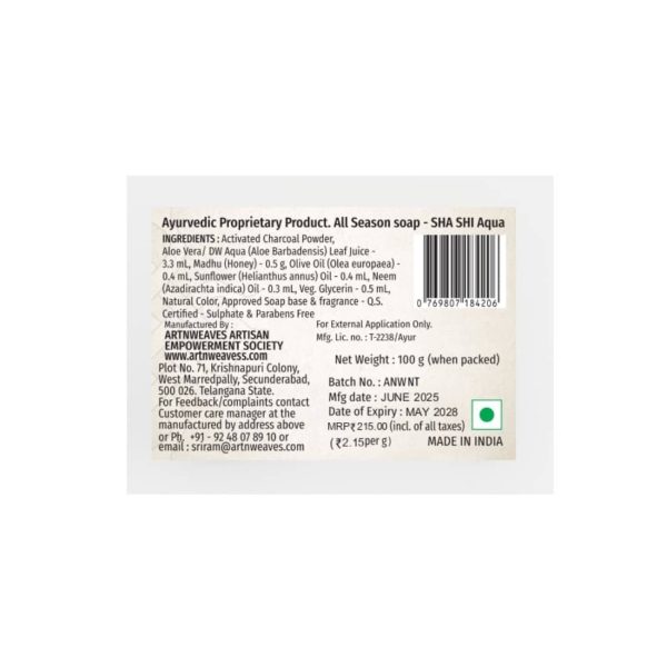 SHA SHI Activated Coconut Charcoal AQUA Handmade Soap NT - Economy Pack 5