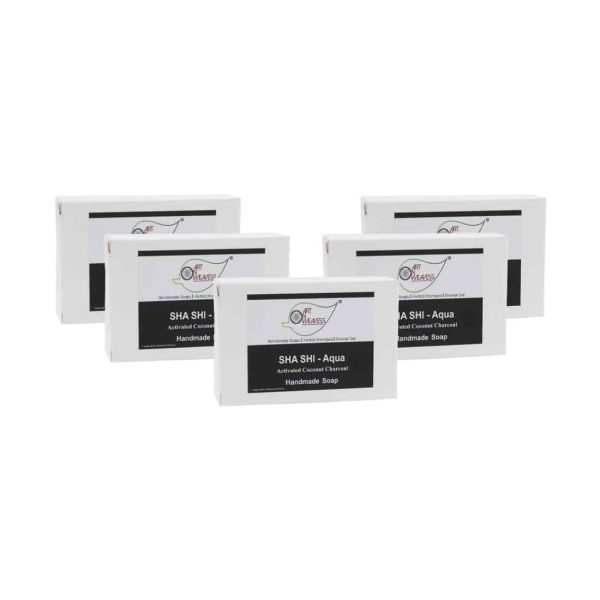 SHA SHI Activated Coconut Charcoal AQUA Handmade Soap NT - Economy Pack 5