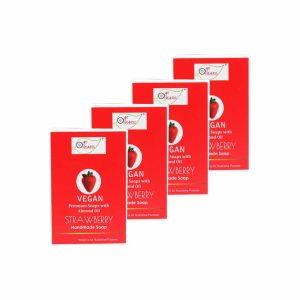 STRAWBERRY Handmade VEGAN Almond Oil Soap NT Pack of 4